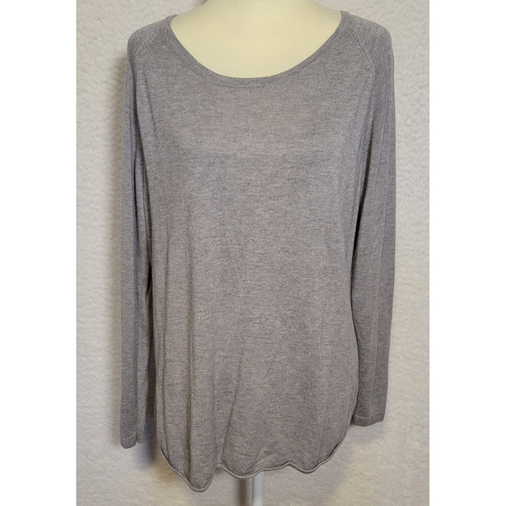 Joan Vass Studio Tunic Sweater XL Gray Long Sleeve Pullover Cashmere Blend 1817